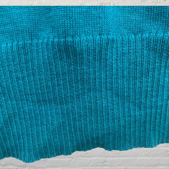Talbots Sweater Size XS Argyle Merino Wool Teal Tie Neck Italian Preppy - Picture 11 of 16